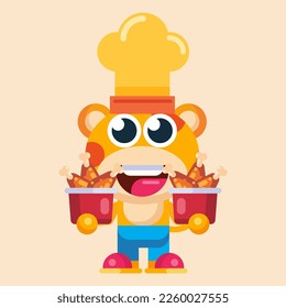 Funny cartoon smiling giraffe  character flat design illustration vector