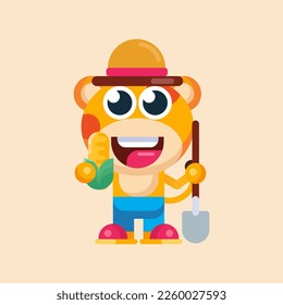 Funny cartoon smiling giraffe  character flat design illustration vector