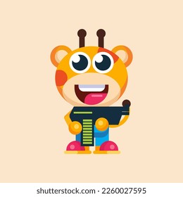 Funny cartoon smiling giraffe  character flat design illustration vector