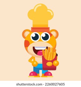 Funny cartoon smiling giraffe  character flat design illustration vector