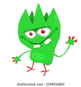 Funny cartoon smiling  monster character. Illustration of cute and happy mythical alien creature. Halloween design. Great for party decoration, poster or package design