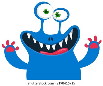 Funny cartoon smiling  monster character. Illustration of cute and happy mythical alien creature. Halloween design. Great for party decoration, poster or package design