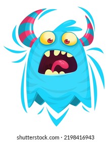 Funny cartoon smiling  monster character. Illustration of cute and happy mythical alien creature. Halloween design. Great for party decoration, poster or package design