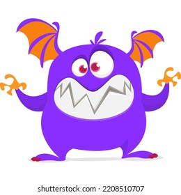 Funny cartoon smiling monster character design. Halloween Illustration of cute alien. Vector isolated