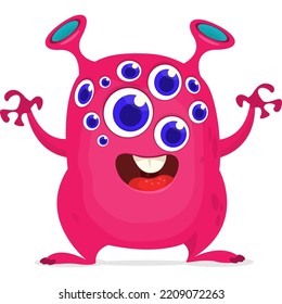 Funny cartoon smiling monster character design. Halloween Illustration of cute alien. Vector isolated