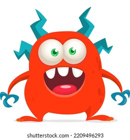 Funny cartoon smiling monster character design. Halloween Illustration of cute alien. Vector isolated