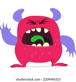 Funny cartoon smiling monster character design. Halloween Illustration of cute alien. Vector isolated