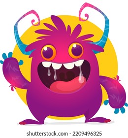 Funny cartoon smiling monster character design. Halloween Illustration of cute alien. Vector isolated