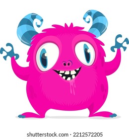Funny cartoon smiling monster character design. Halloween Illustration of cute alien. Vector isolated