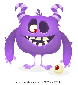 Funny cartoon smiling monster character design. Halloween Illustration of cute alien. Vector isolated