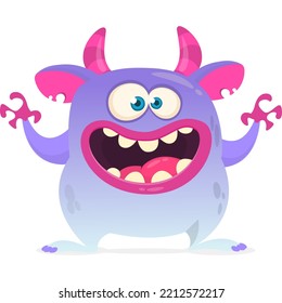 Funny cartoon smiling monster character design. Halloween Illustration of cute alien. Vector isolated