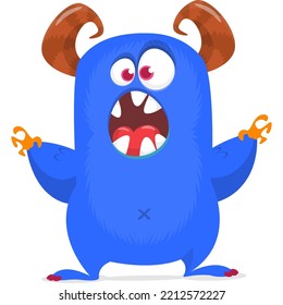 Funny cartoon smiling monster character design. Halloween Illustration of cute alien. Vector isolated