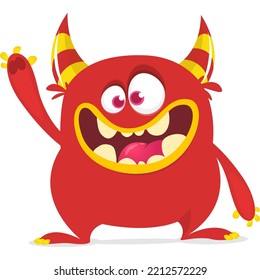 Funny cartoon smiling monster character design. Halloween Illustration of cute alien. Vector isolated