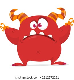 Funny cartoon smiling monster character design. Halloween Illustration of cute alien. Vector isolated