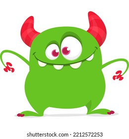 Funny cartoon smiling monster character design. Halloween Illustration of cute alien. Vector isolated