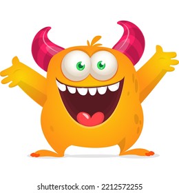 Funny cartoon smiling monster character design. Halloween Illustration of cute alien. Vector isolated