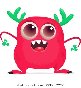 Funny cartoon smiling monster character design. Halloween Illustration of cute alien. Vector isolated