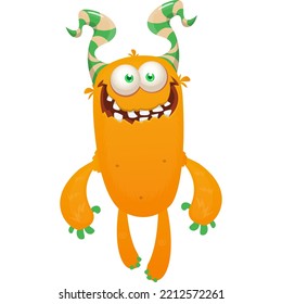 Funny cartoon smiling monster character design. Halloween Illustration of cute alien. Vector isolated