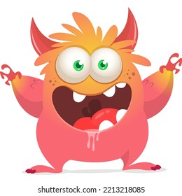 Funny cartoon smiling monster character design. Halloween Illustration of cute alien. Vector isolated