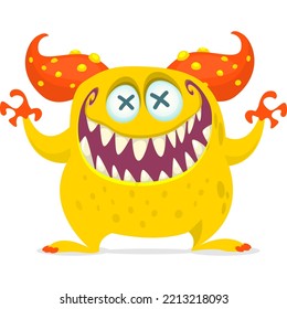 Funny cartoon smiling monster character design. Halloween Illustration of cute alien. Vector isolated