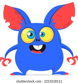 Funny cartoon smiling monster character design. Halloween Illustration of cute alien. Vector isolated