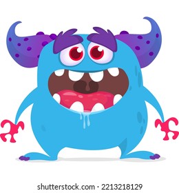 Funny cartoon smiling monster character design. Halloween Illustration of cute alien. Vector isolated