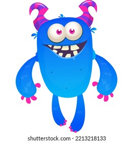 Funny cartoon smiling monster character design. Halloween Illustration of cute alien. Vector isolated
