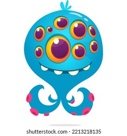 Funny cartoon smiling monster character design. Halloween Illustration of cute alien. Vector isolated