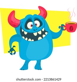 Funny cartoon smiling monster character design. Halloween Illustration of cute alien. Vector isolated