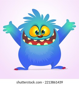 Funny cartoon smiling monster character design. Halloween Illustration of cute alien. Vector isolated