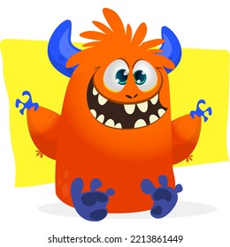 Funny cartoon smiling monster character design. Halloween Illustration of cute alien. Vector isolated