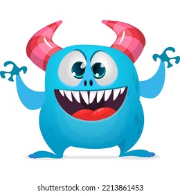 Funny cartoon smiling monster character design. Halloween Illustration of cute alien. Vector isolated