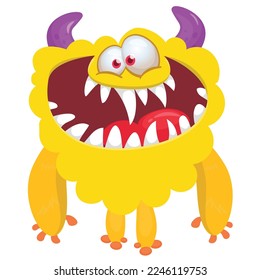 Funny cartoon smiling  monster character. Illustration of cute and happy alien creature. Halloween design