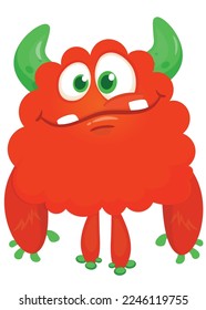Funny cartoon smiling  monster character. Illustration of cute and happy alien creature. Halloween design