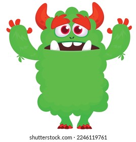 Funny cartoon smiling  monster character. Illustration of cute and happy alien creature. Halloween design
