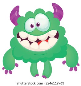 Funny cartoon smiling  monster character. Illustration of cute and happy alien creature. Halloween design