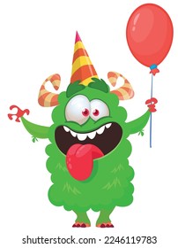 Funny cartoon smiling  monster character. Illustration of cute and happy alien creature. Halloween design