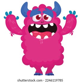 Funny cartoon smiling  monster character. Illustration of cute and happy alien creature. Halloween design