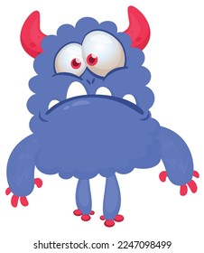 Funny cartoon smiling  monster character. Illustration of cute and happy alien creature. Halloween design