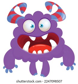 Funny cartoon smiling  monster character. Illustration of cute and happy alien creature. Halloween design