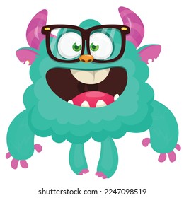 Funny cartoon smiling  monster character. Illustration of cute and happy alien creature. Halloween design