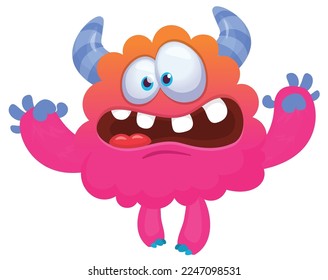 Funny cartoon smiling  monster character. Illustration of cute and happy alien creature. Halloween design