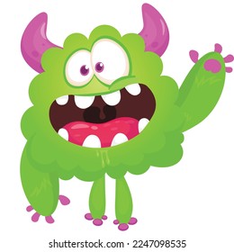 Funny cartoon smiling  monster character. Illustration of cute and happy alien creature. Halloween design