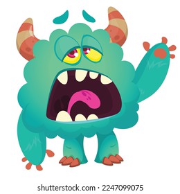 Funny cartoon smiling  monster character. Illustration of cute and happy alien creature. Halloween design