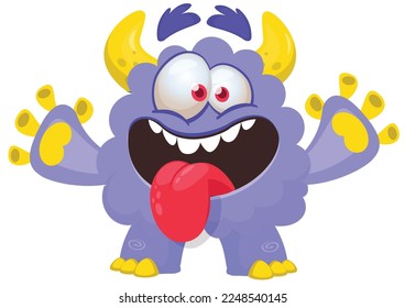Funny cartoon smiling  monster character. Illustration of cute and happy alien creature. Halloween design