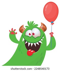 Funny cartoon smiling  monster character. Illustration of cute and happy alien creature. Halloween design