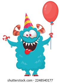 Funny cartoon smiling  monster character. Illustration of cute and happy alien creature. Halloween design