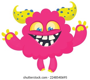 Funny cartoon smiling  monster character. Illustration of cute and happy alien creature. Halloween design
