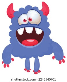 Funny cartoon smiling  monster character. Illustration of cute and happy alien creature. Halloween design