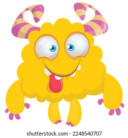 Funny cartoon smiling  monster character. Illustration of cute and happy alien creature. Halloween design